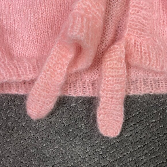 Woof Designs Mohair Wool Sleeveless Cardigan Vest Sweater Women's Medium Pink - Picture 2 of 10